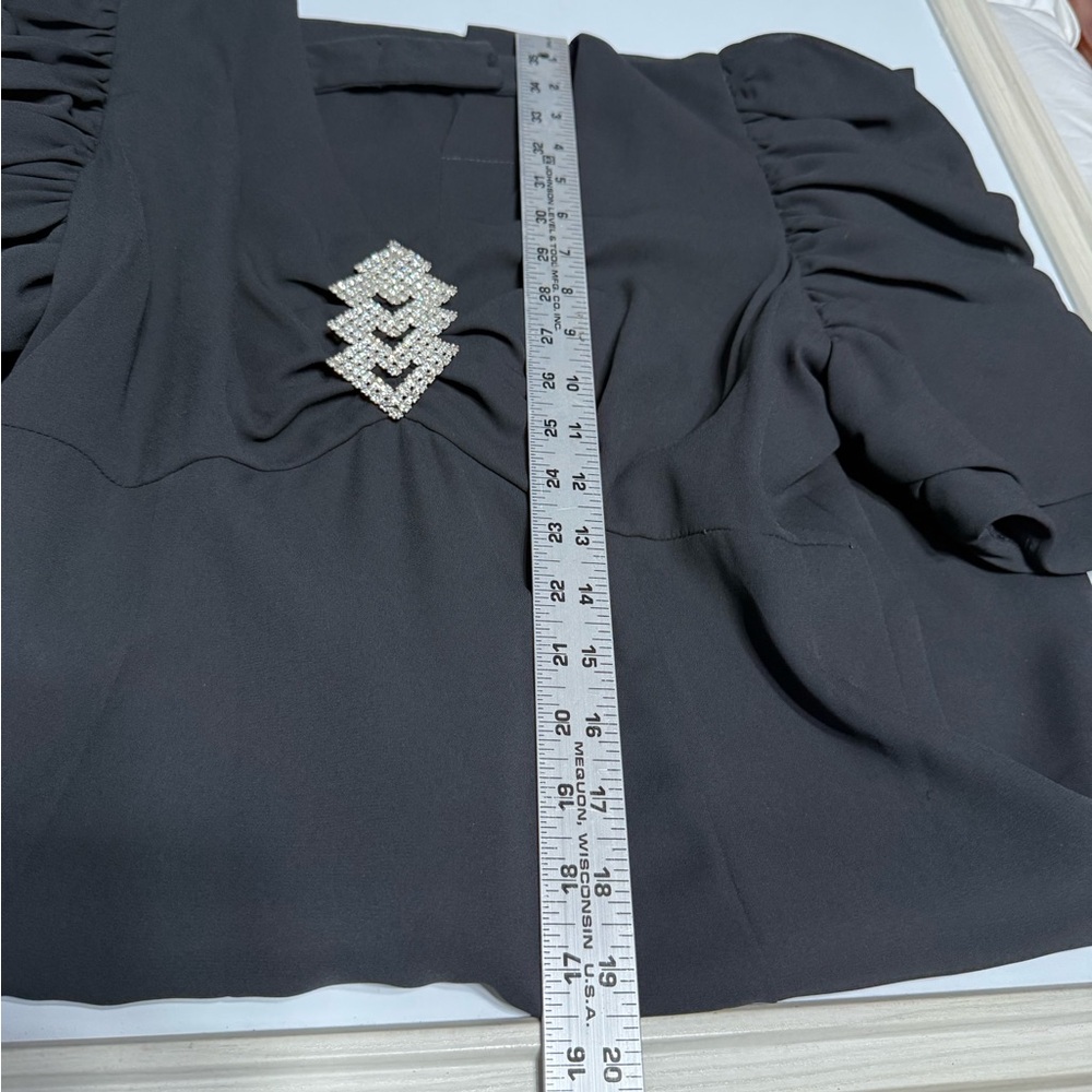 Vtg Miss Elliette Black Dress Rhinestone Embellished LBD Old Money Glam Size 10 - Picture 14 of 15